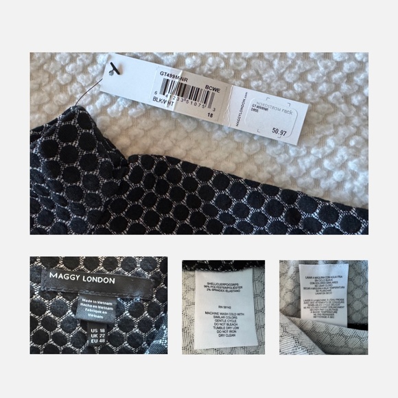 Maggy London short sleeve black & white jacquard dress (US18) Travel capsule! - Picture 6 of 8